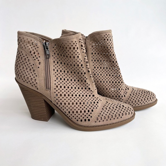 Esprit Shoes - ESPIRIT Tan Kay Suede Perforated Ankle Boots, Sz 9